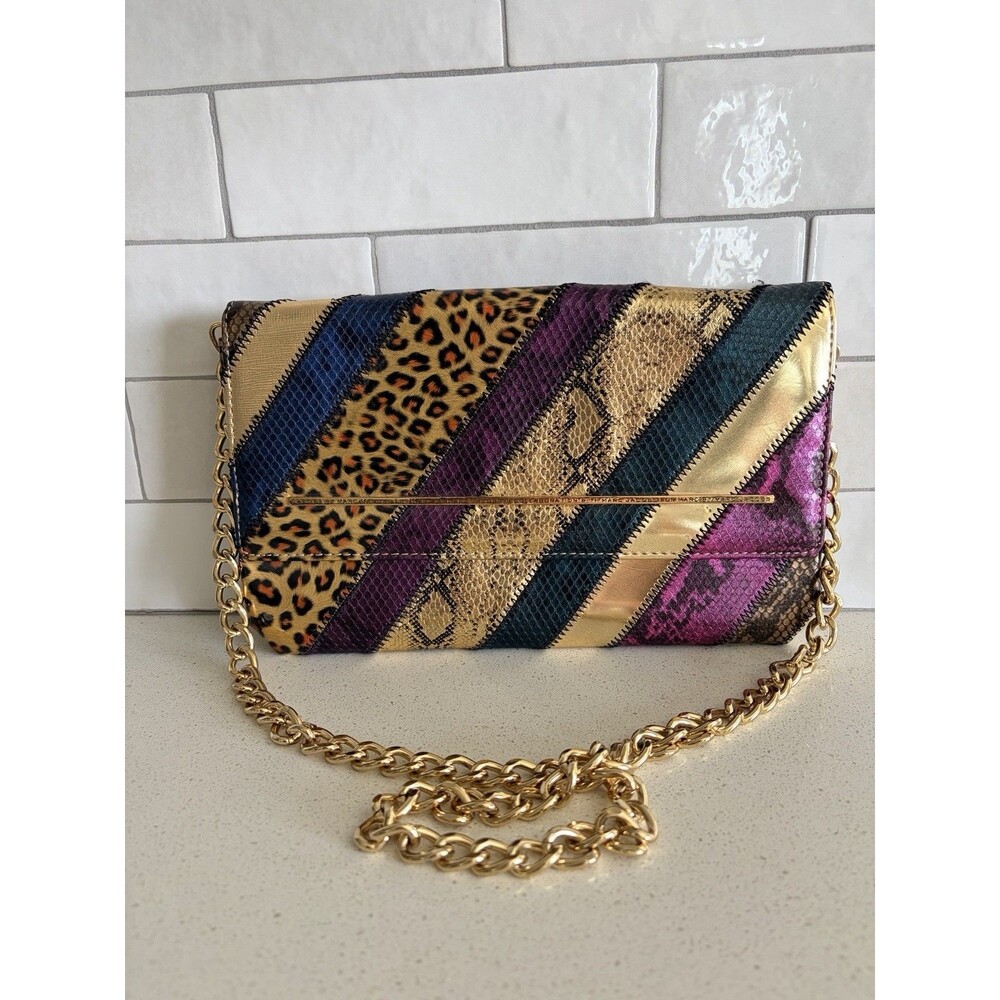 Marc by Marc Jacobs Patchwork Animal Print Crossbody Clutch Purse Gold Chain Y2K
